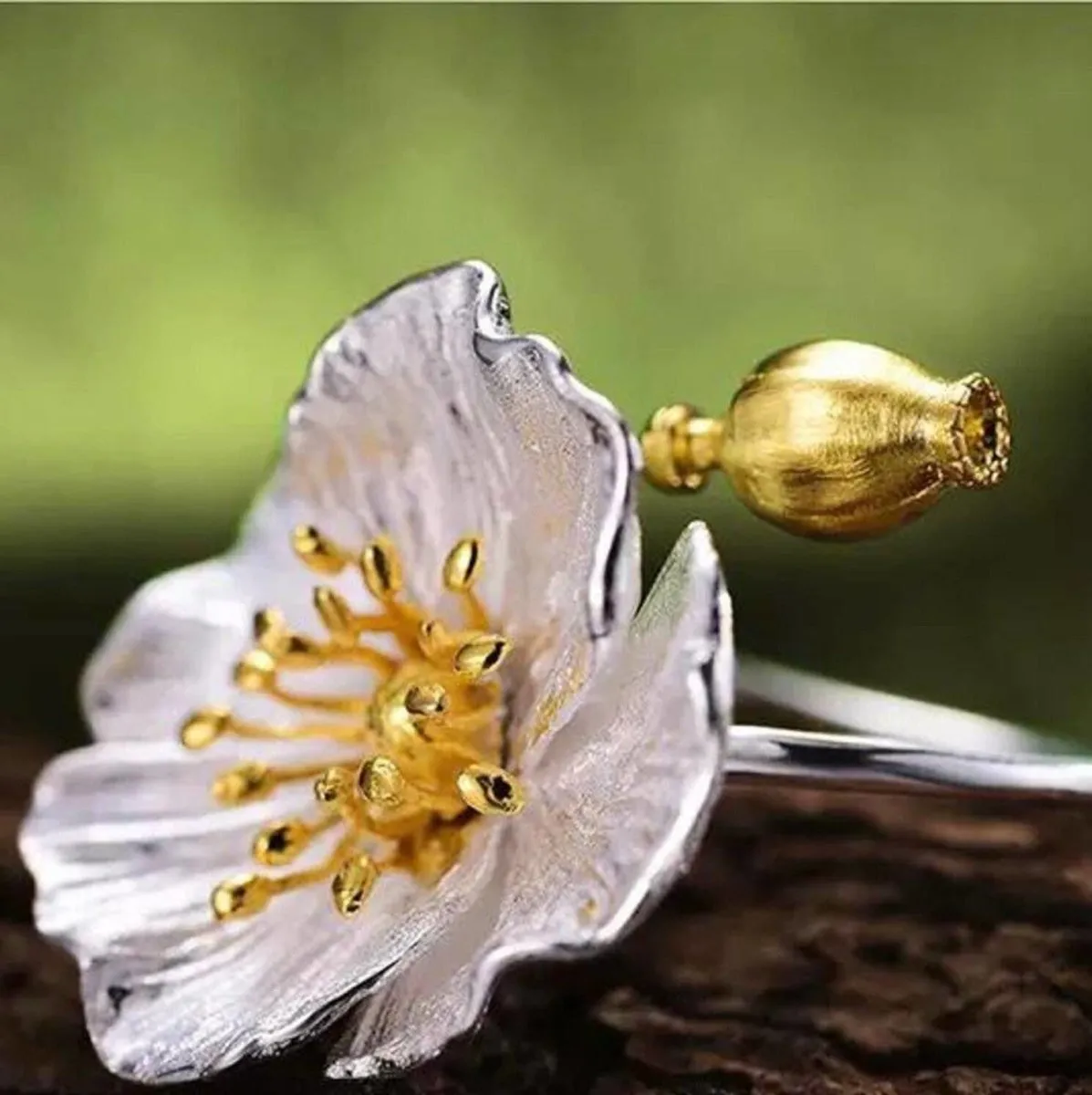 Gold Minimalist Ring Flower Ring