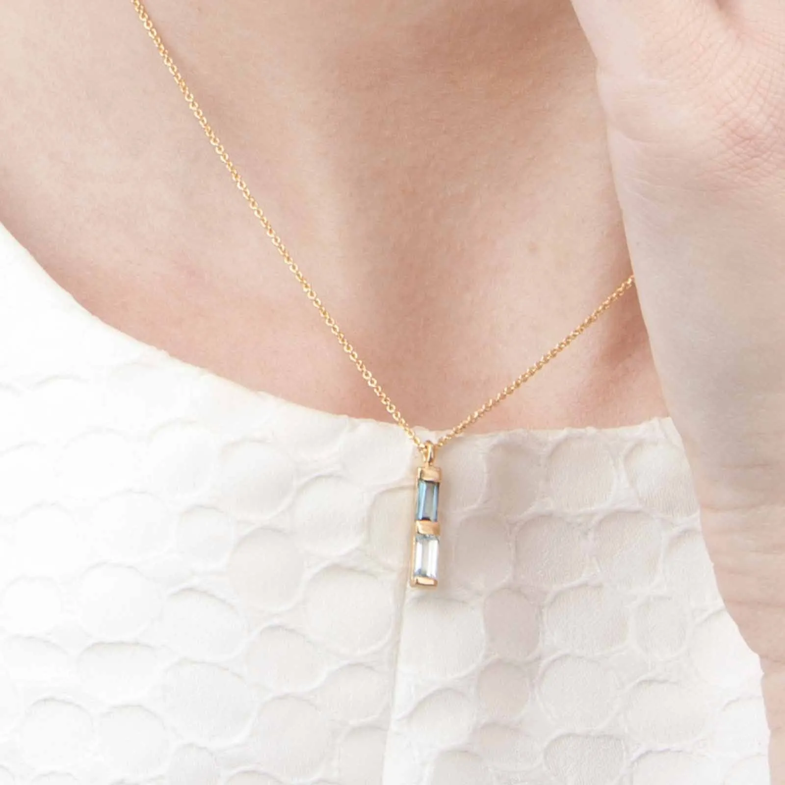 Gold Necklace Blue Topaz Anais