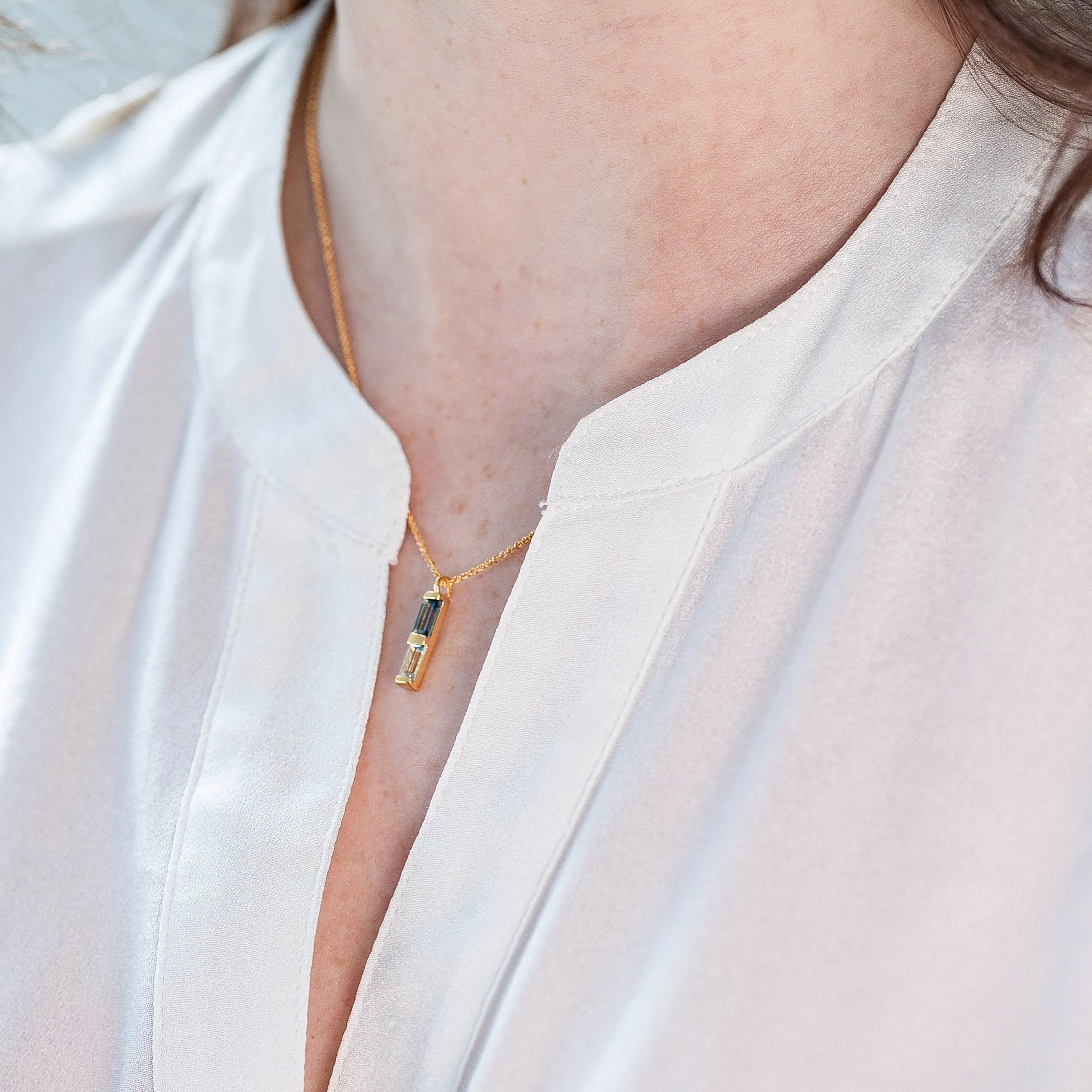 Gold Necklace Blue Topaz Anais