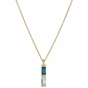 Gold Necklace Blue Topaz Anais