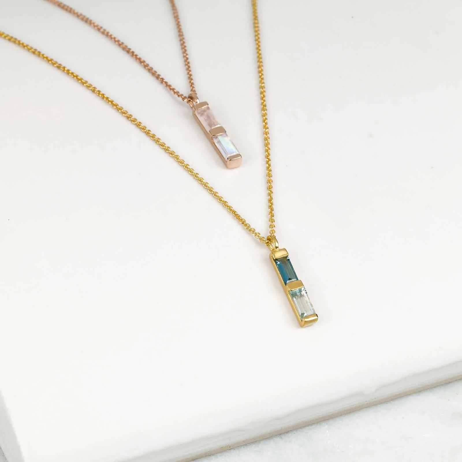 Gold Necklace Blue Topaz Anais