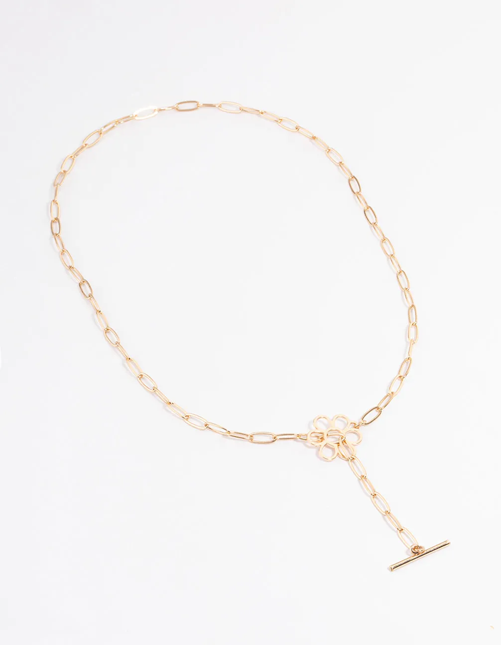 Gold Open Flower Gauge Necklace