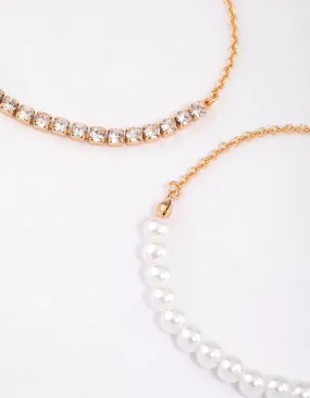 Gold Pearl & Cupchain Chain Bracelet Pack