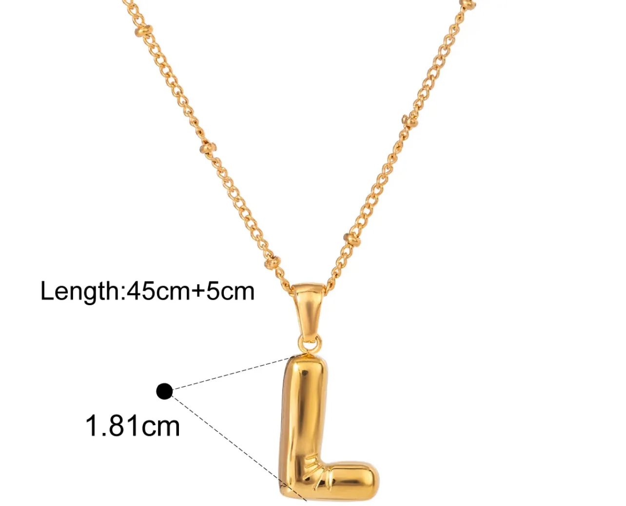 Gold Puffy Initial letter pendant