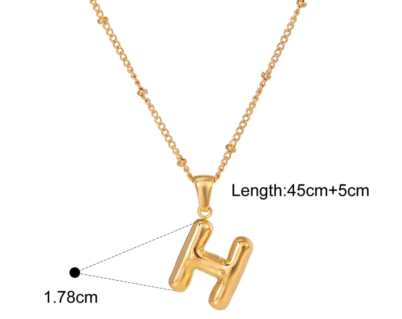 Gold Puffy Initial letter pendant