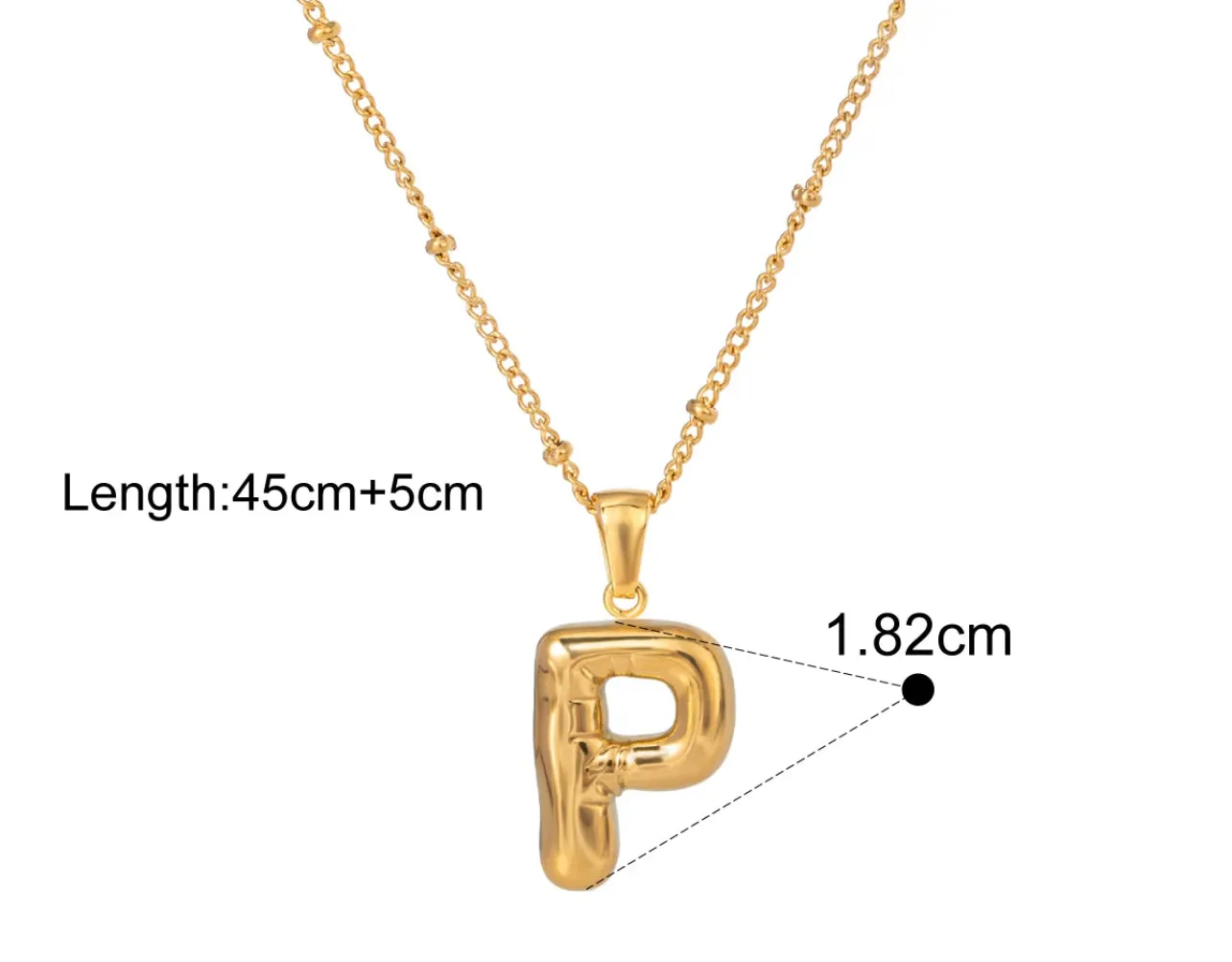 Gold Puffy Initial letter pendant