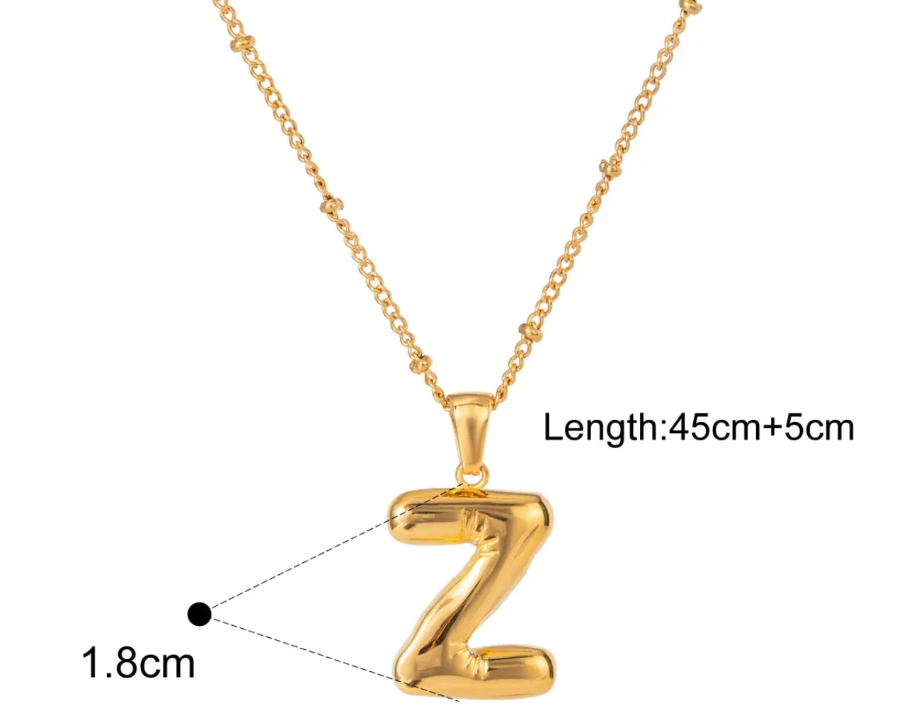 Gold Puffy Initial letter pendant