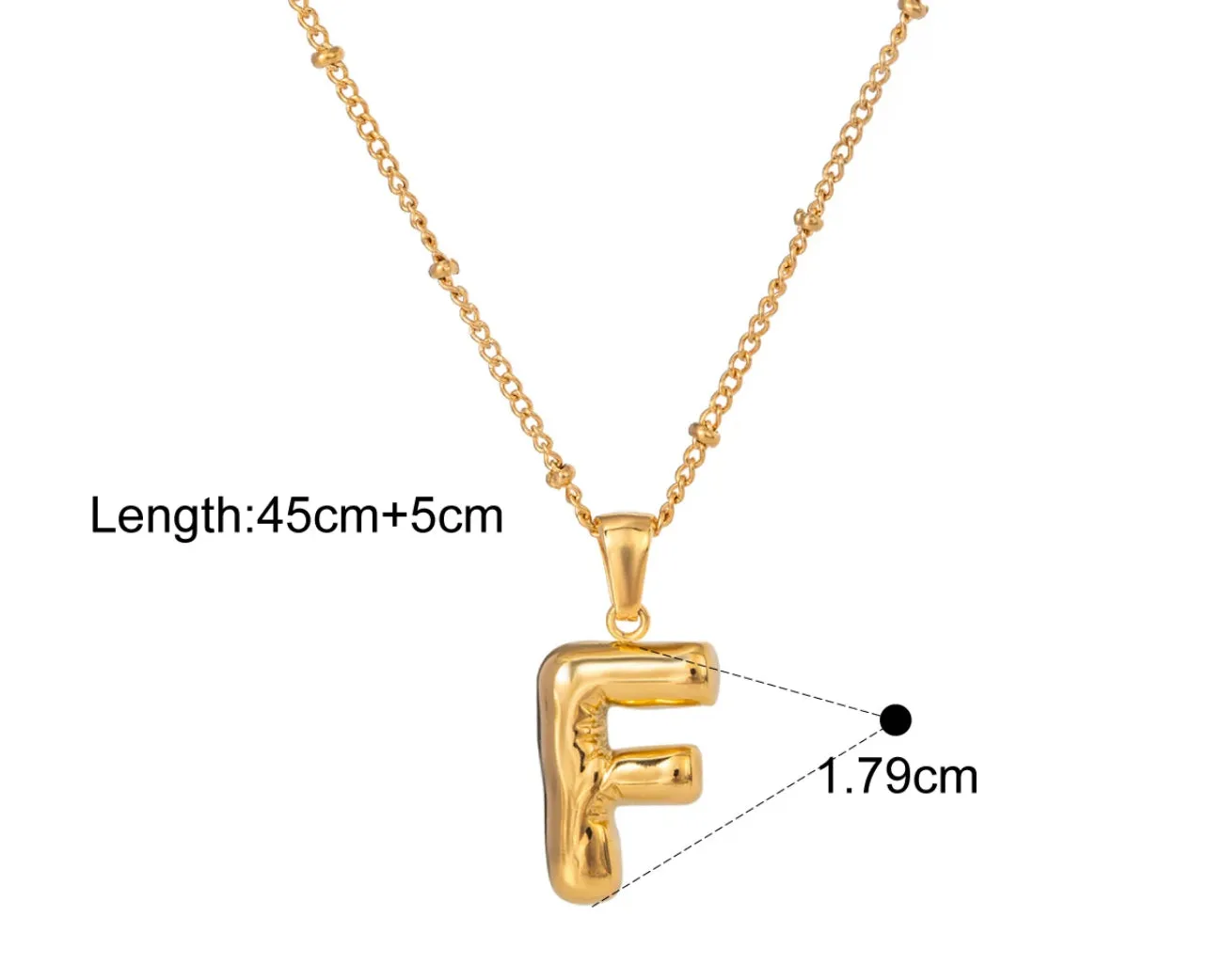 Gold Puffy Initial letter pendant