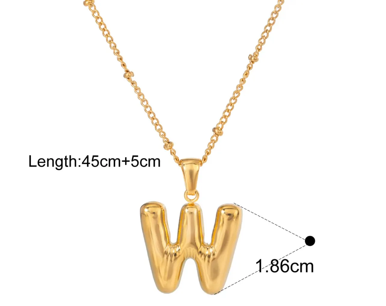 Gold Puffy Initial letter pendant