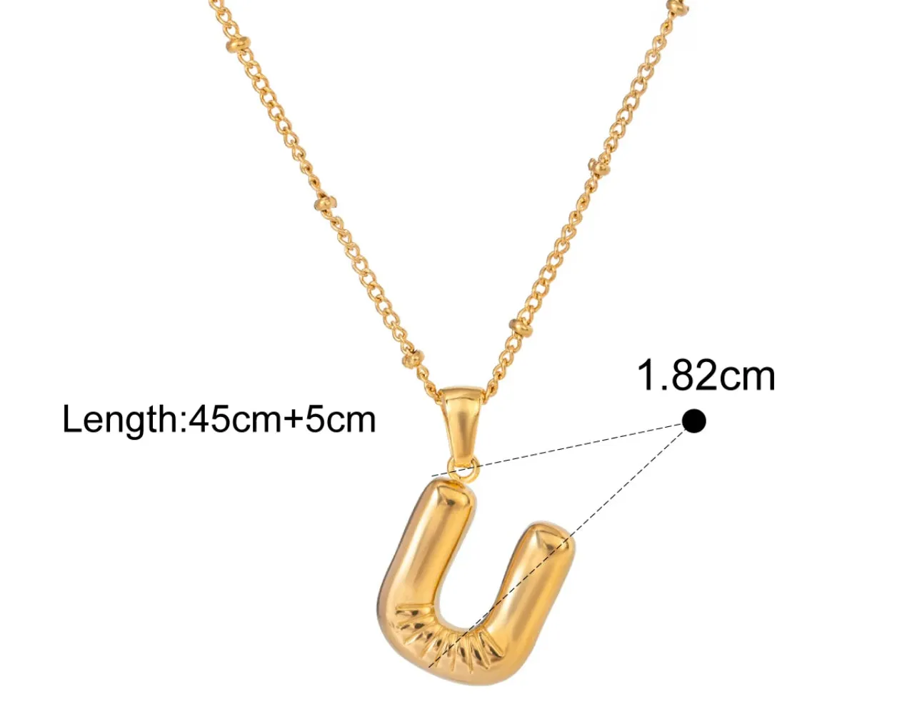 Gold Puffy Initial letter pendant