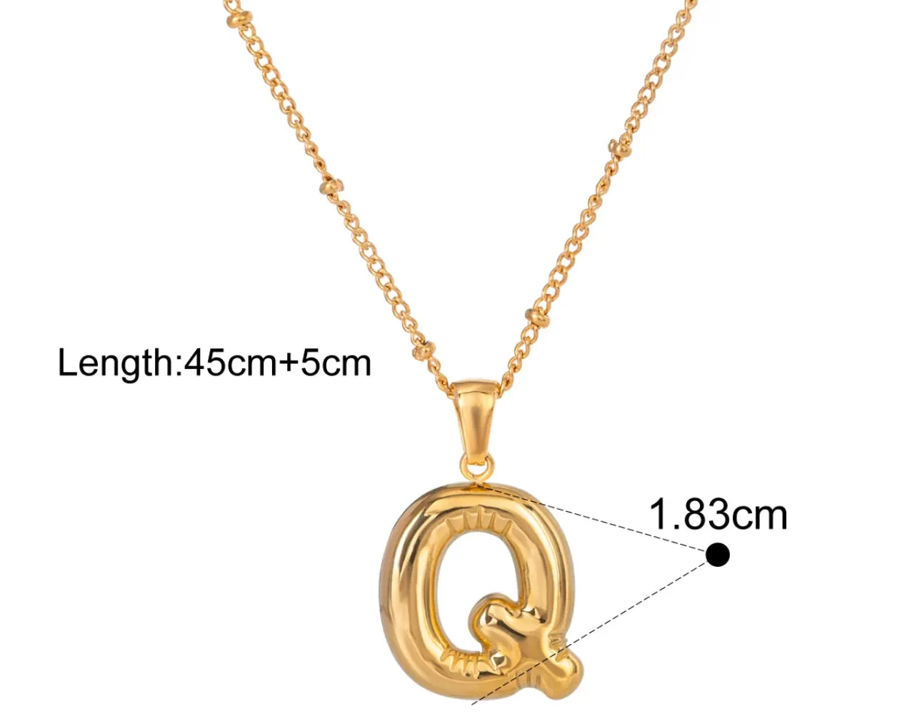 Gold Puffy Initial letter pendant