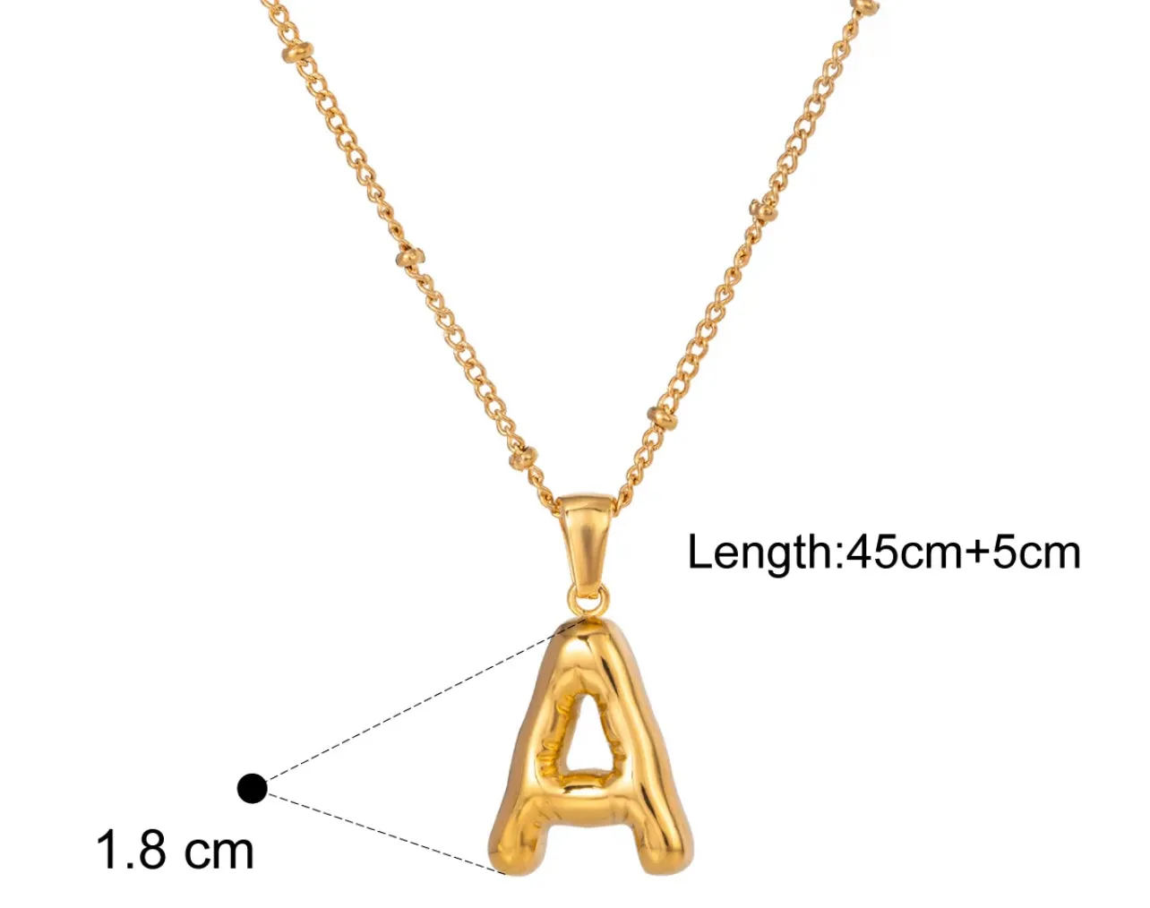Gold Puffy Initial letter pendant
