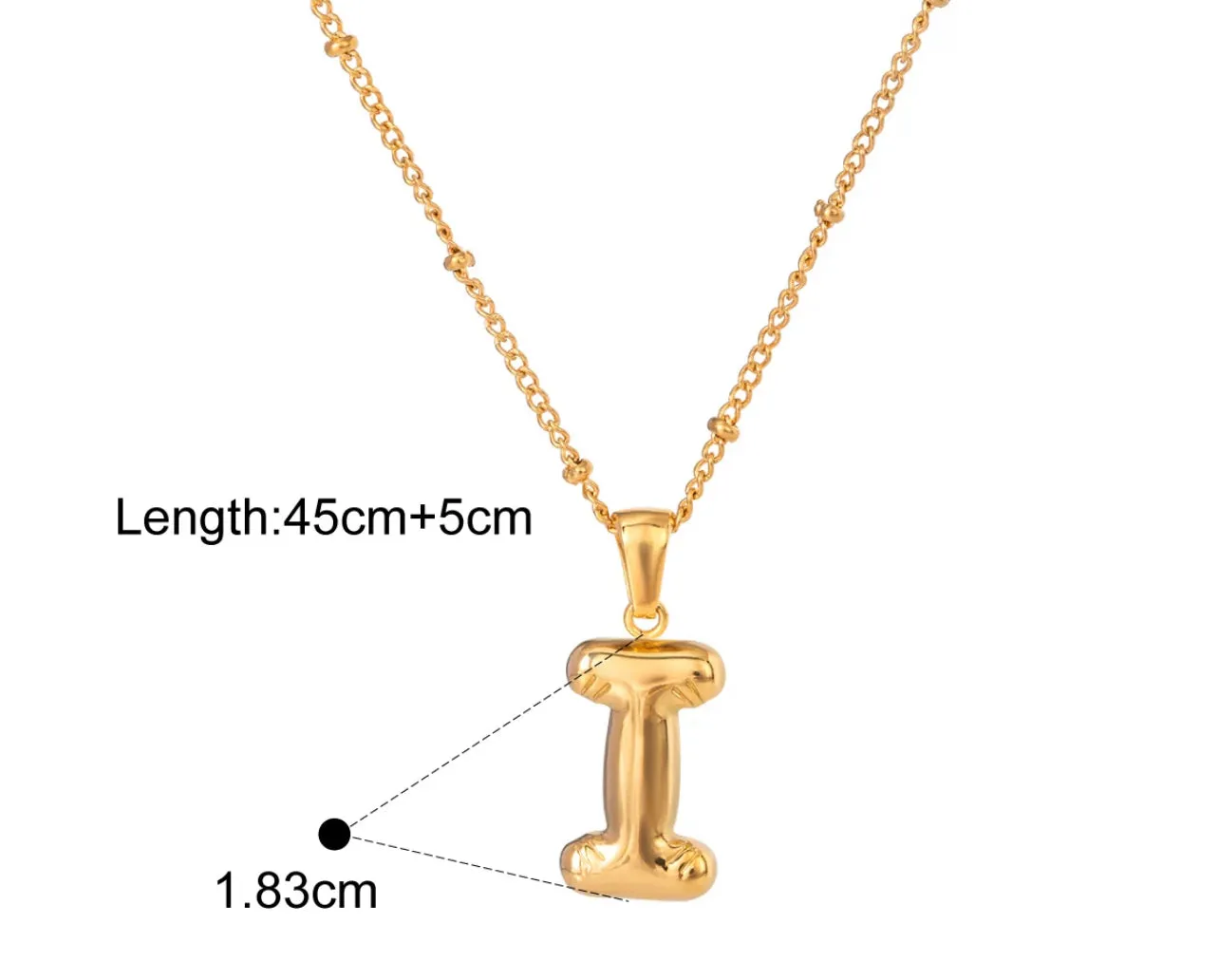 Gold Puffy Initial letter pendant