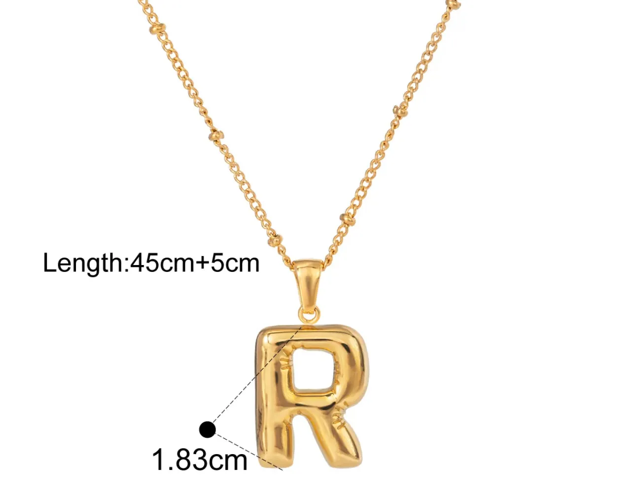 Gold Puffy Initial letter pendant