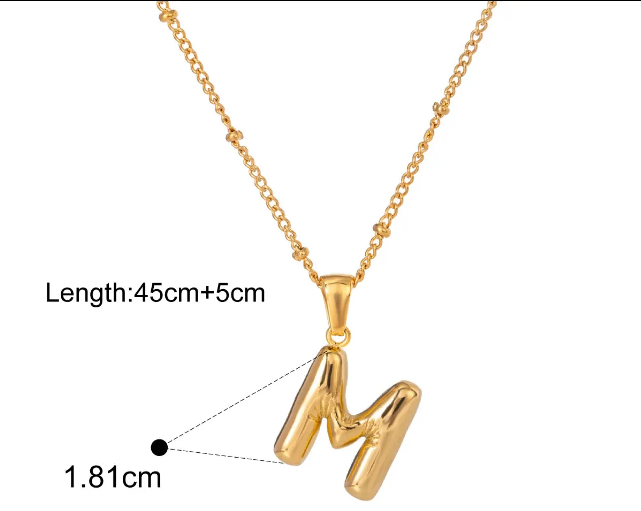 Gold Puffy Initial letter pendant