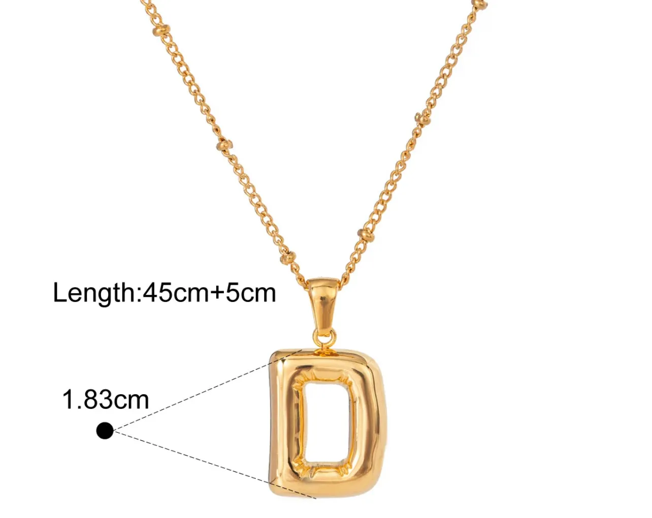 Gold Puffy Initial letter pendant