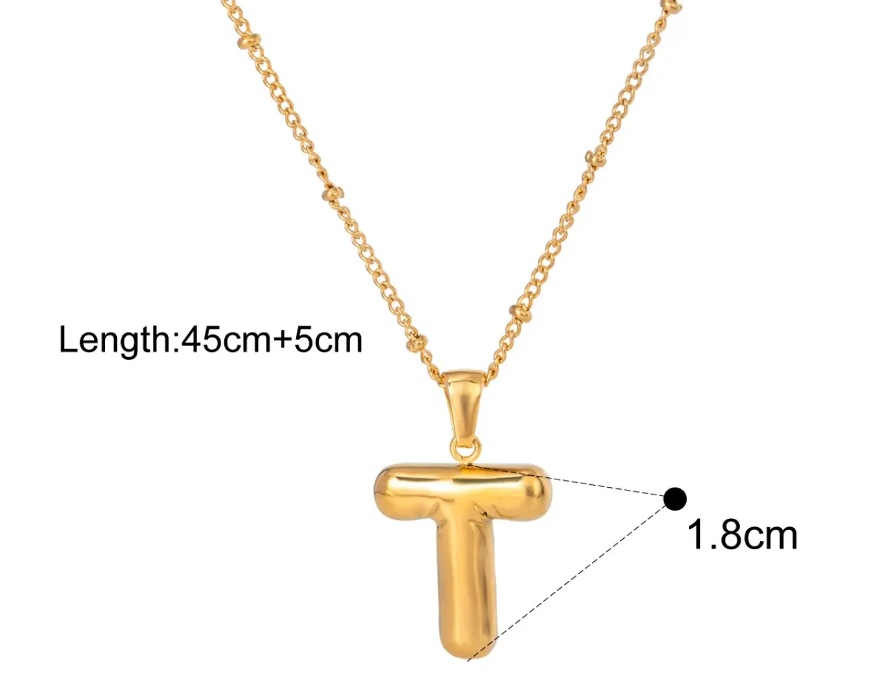 Gold Puffy Initial letter pendant