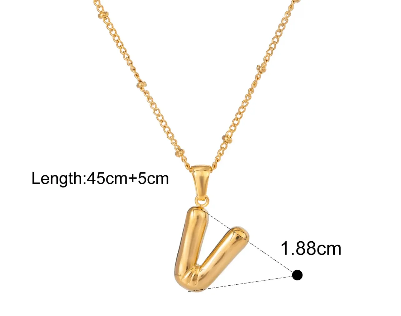 Gold Puffy Initial letter pendant