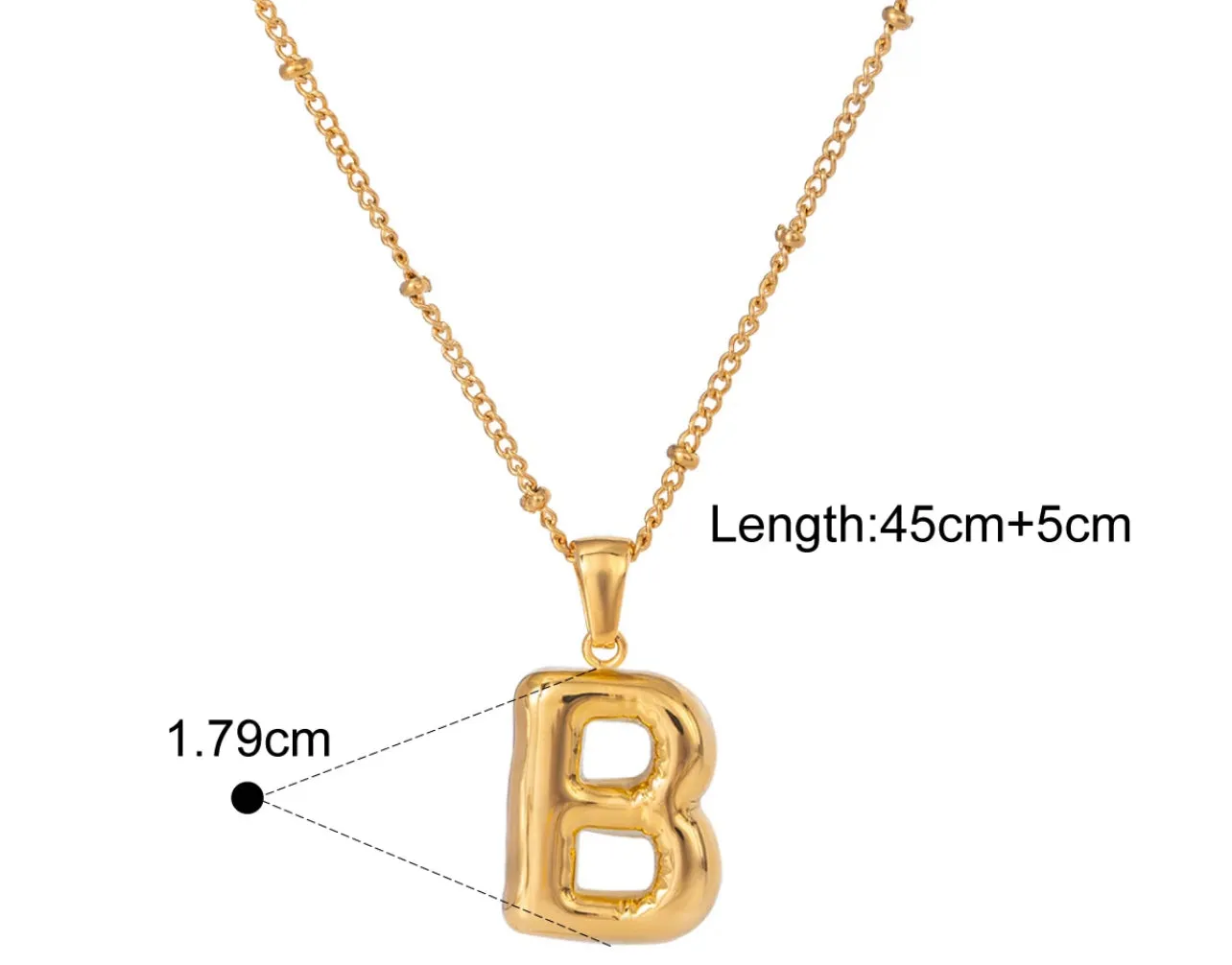 Gold Puffy Initial letter pendant