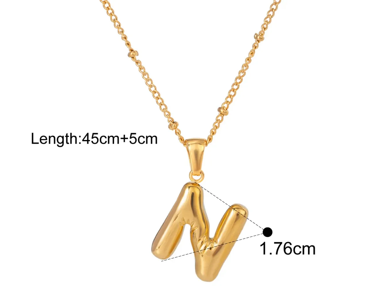 Gold Puffy Initial letter pendant