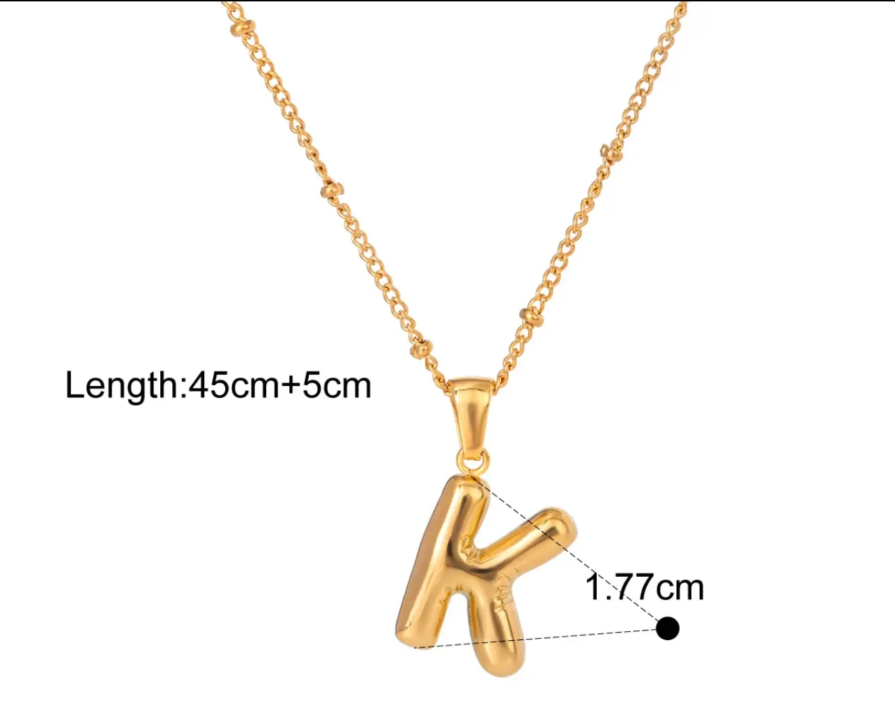 Gold Puffy Initial letter pendant