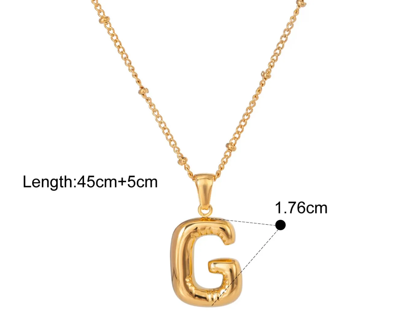 Gold Puffy Initial letter pendant