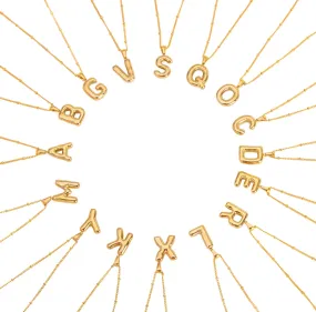 Gold Puffy Initial letter pendant