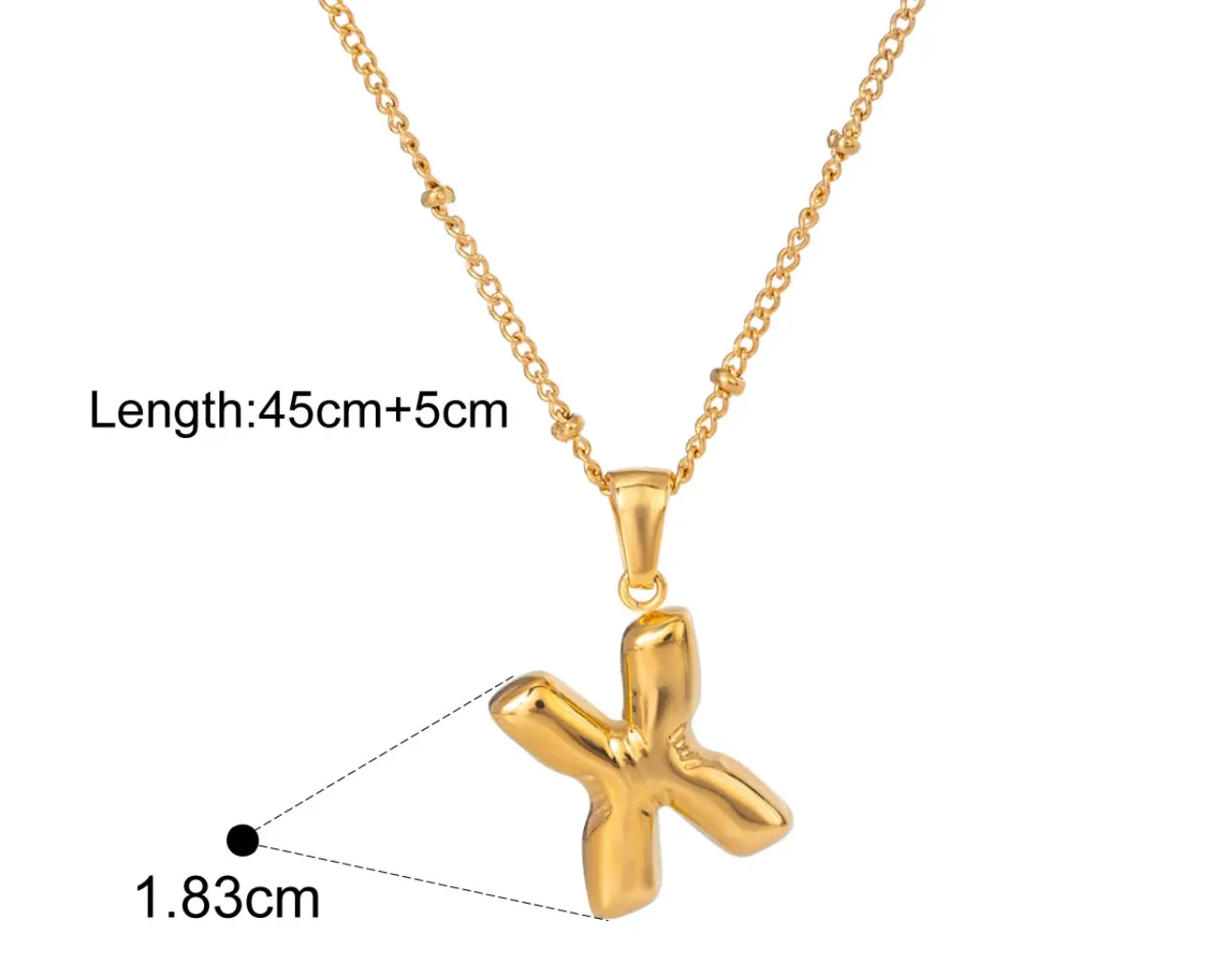 Gold Puffy Initial letter pendant