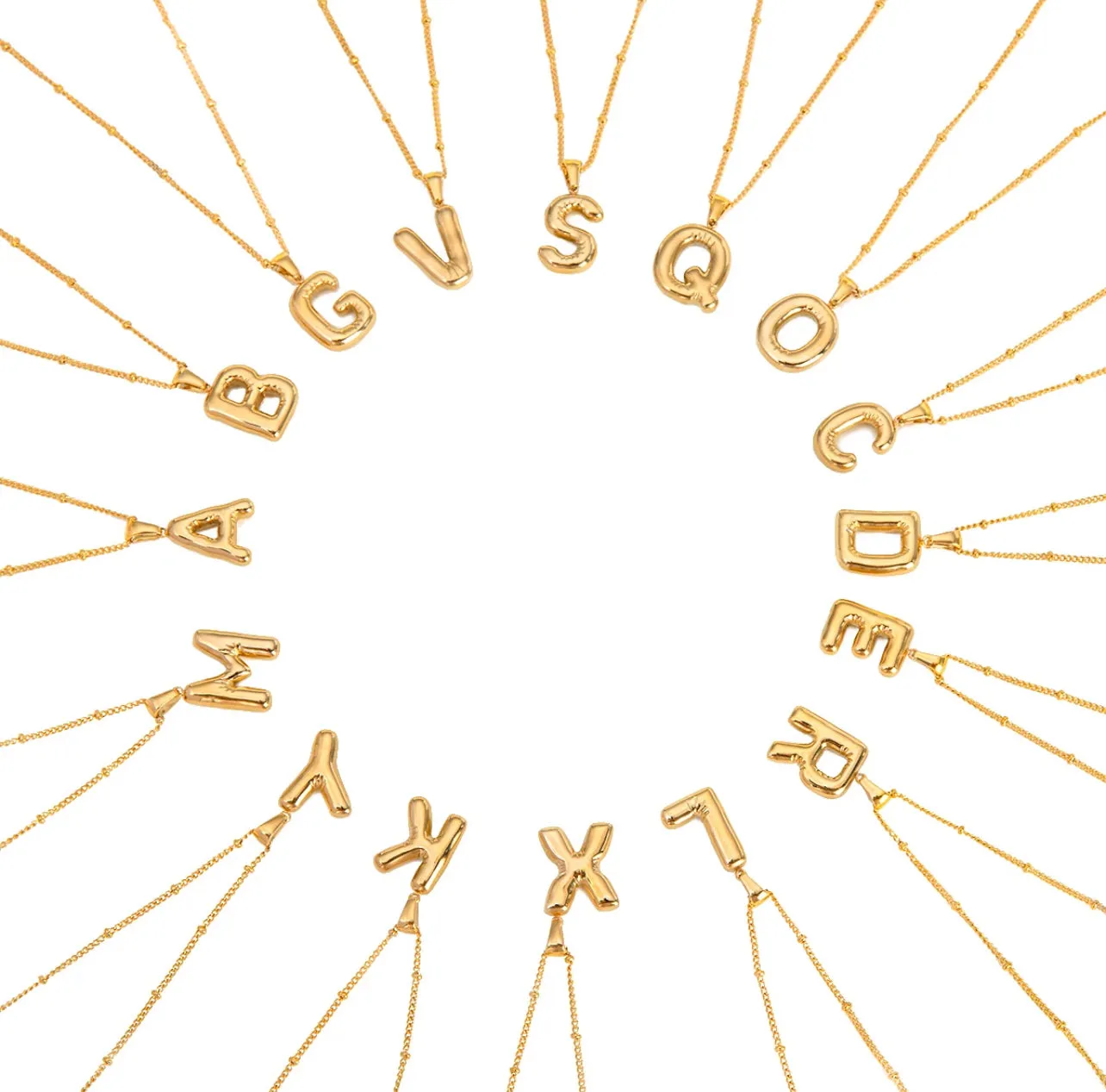 Gold Puffy Initial letter pendant