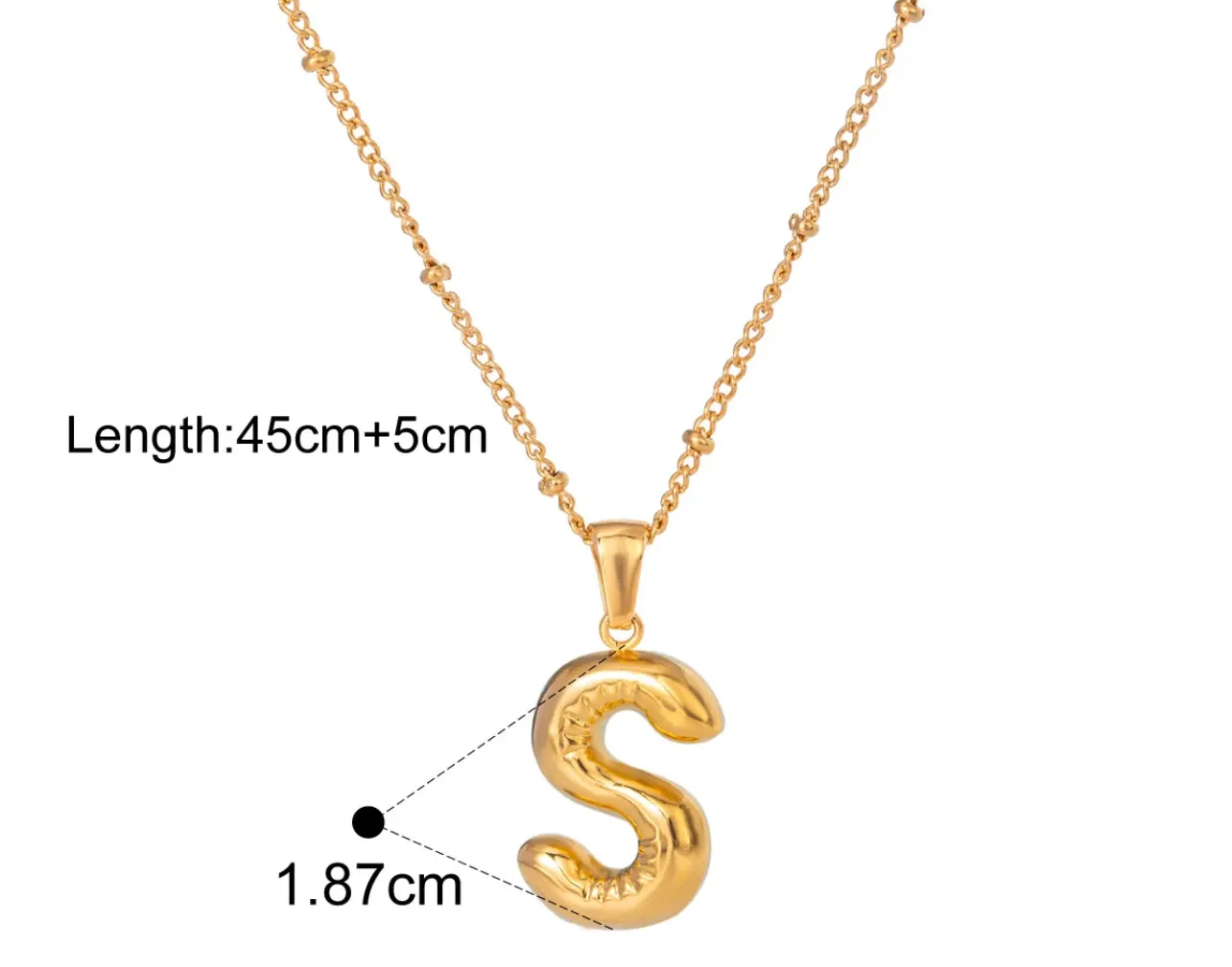 Gold Puffy Initial letter pendant