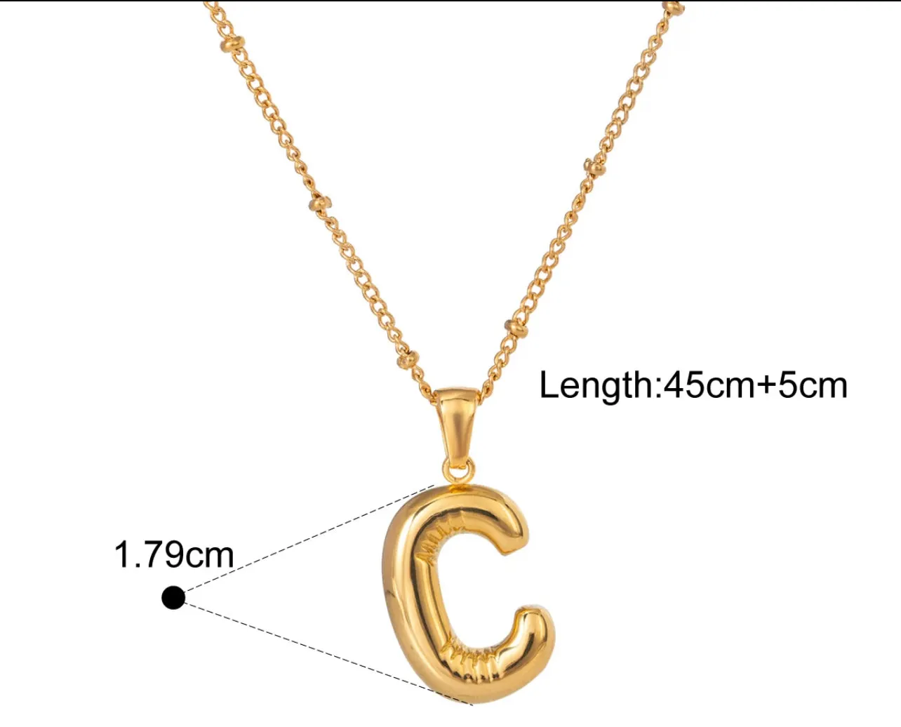 Gold Puffy Initial letter pendant