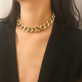 Golden Cuban Link Choker Necklace
