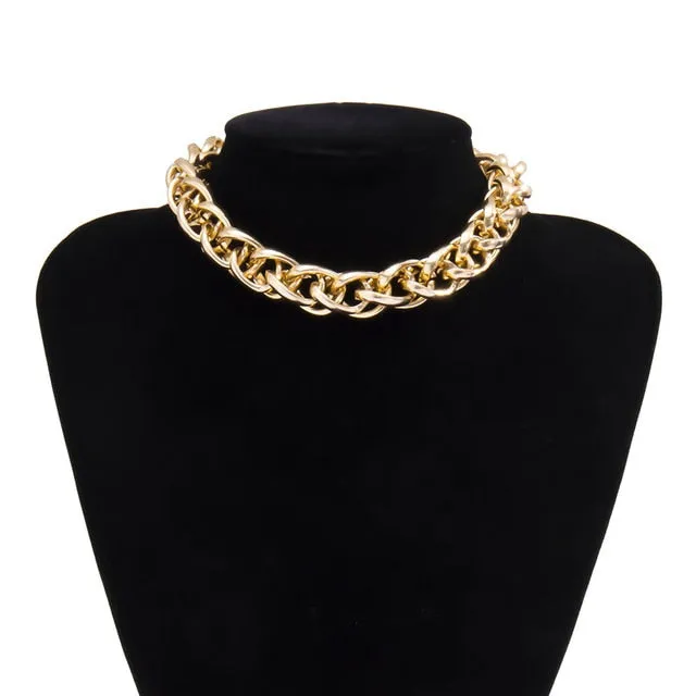 Golden Cuban Link Choker Necklace