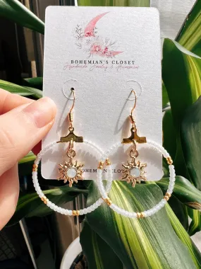 Golden Opal Sun Beaded Earrings