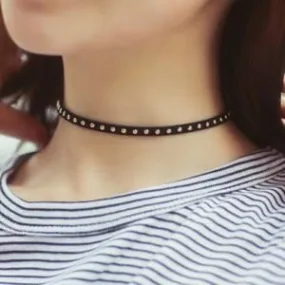Gothic Black Clavicle Choker with Metal Drops