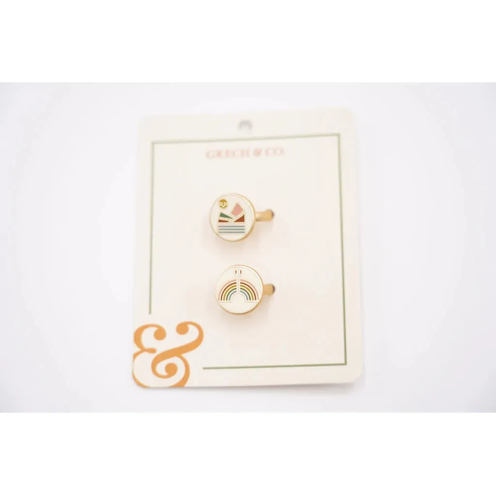 GRECH & CO Enamel Rings 2 pieces - Landscape   Rainbow