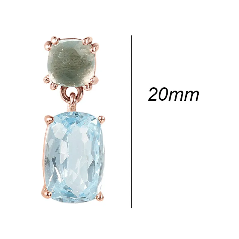 Green Amethyst & Blue Topaz Drop Earrings