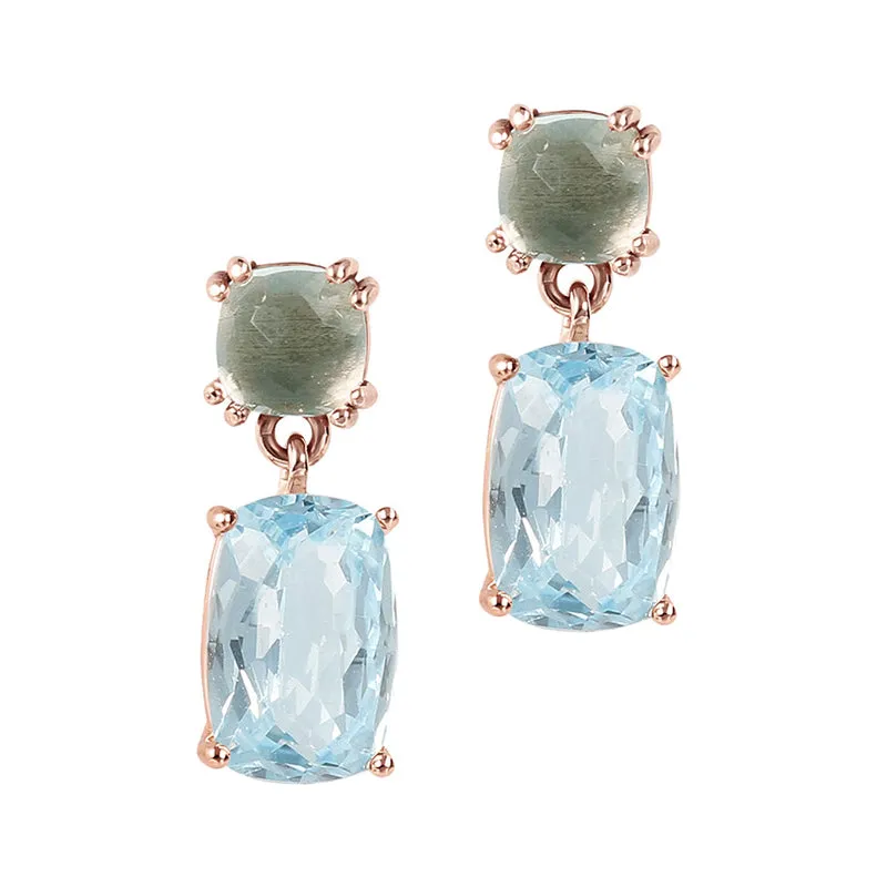 Green Amethyst & Blue Topaz Drop Earrings