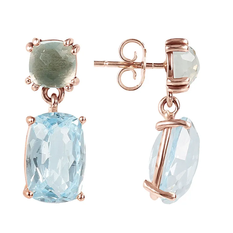 Green Amethyst & Blue Topaz Drop Earrings