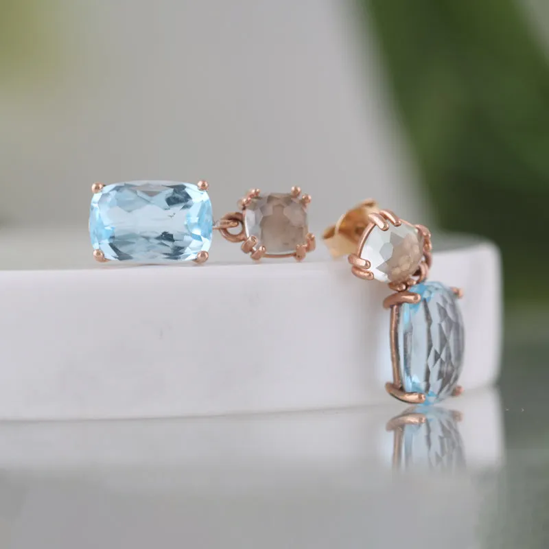 Green Amethyst & Blue Topaz Drop Earrings