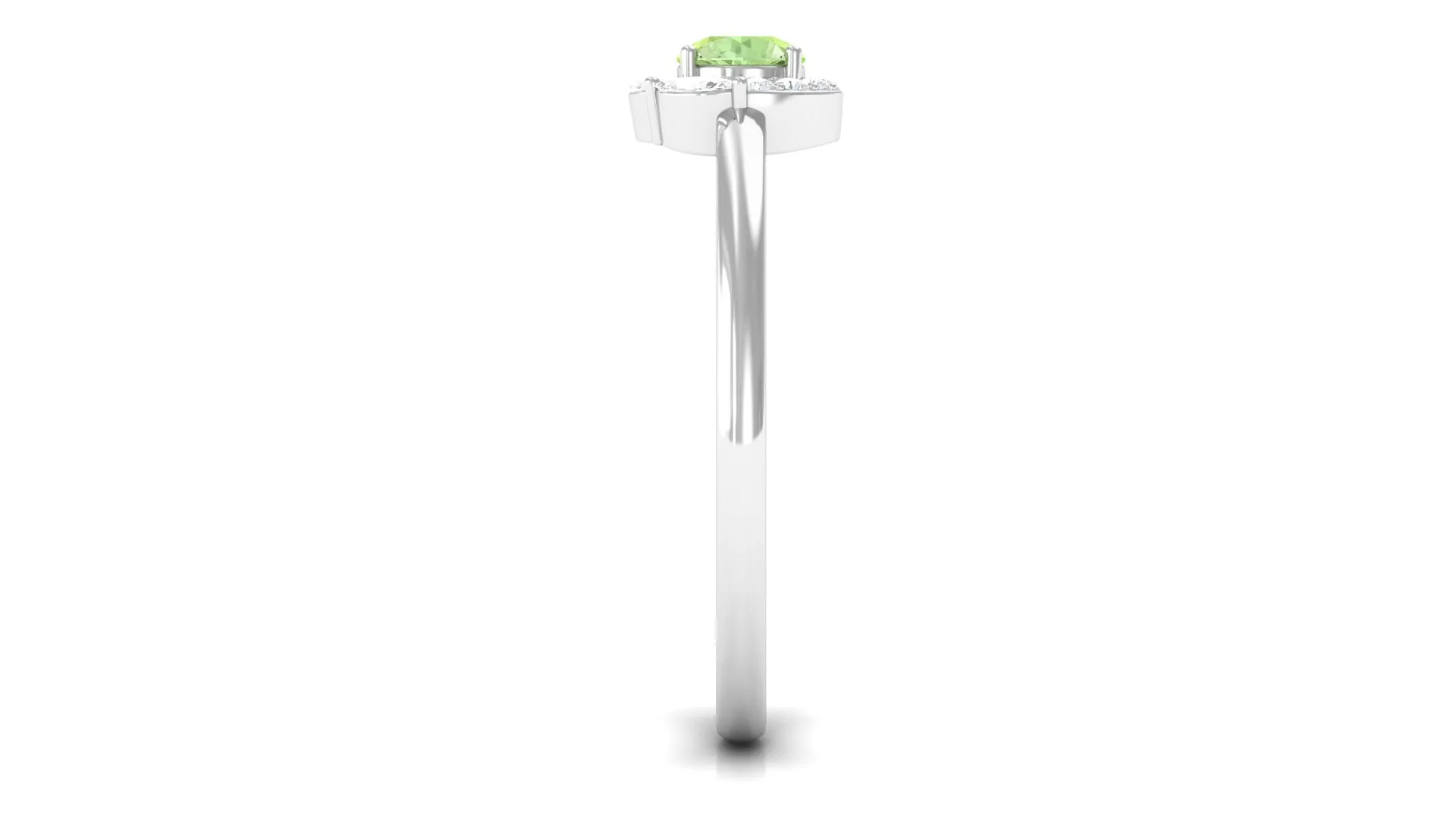 Green Sapphire Minimal Promise Ring with Diamond Halo