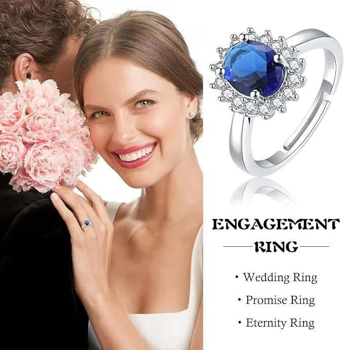 GULICX 925 Sterling Silver Rings for Women, Ruby Halo Engagement Rings, Eternity Promise Finger Ring Anniversary Ring for Her Gift