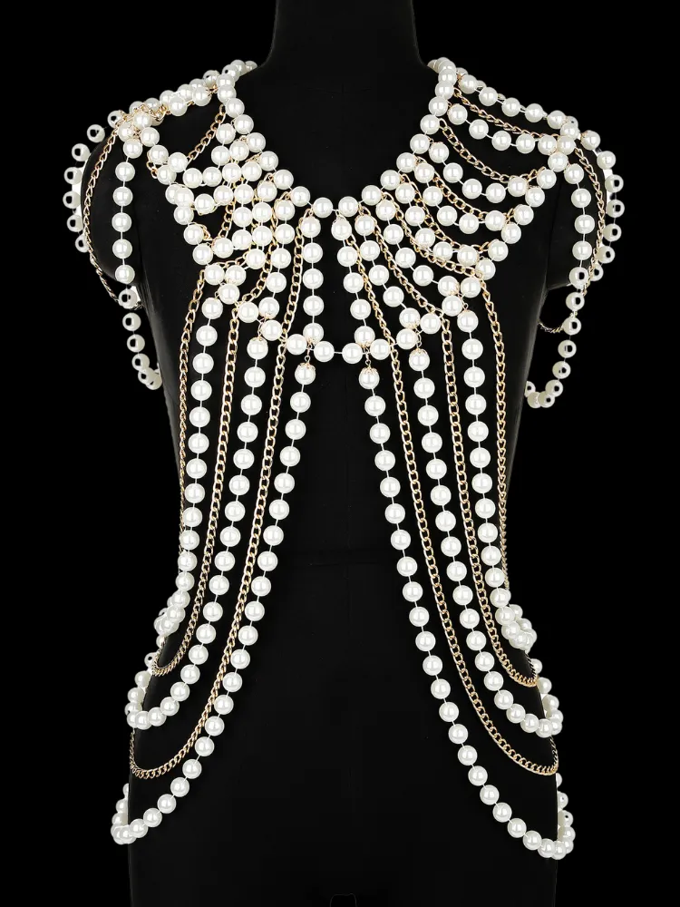 Handmade Pearl Shoulder Chain Party Jewelry