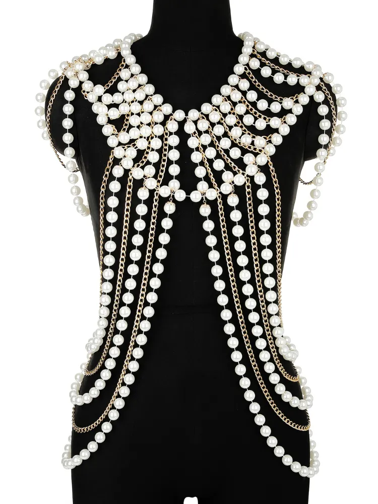 Handmade Pearl Shoulder Chain Party Jewelry