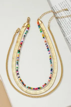 Herringbone and Seed Bead Choker Chain Set