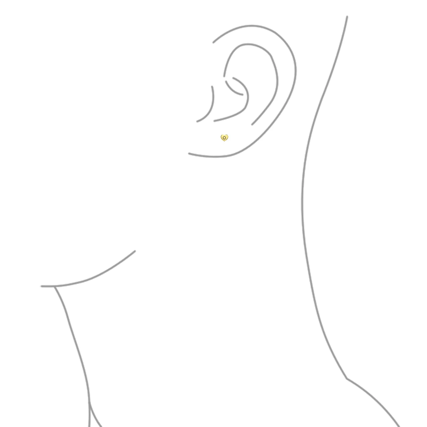 Initial Letter A-Z 14K Gold Heart Shaped Stud Earrings, Customizable for Girlfriend