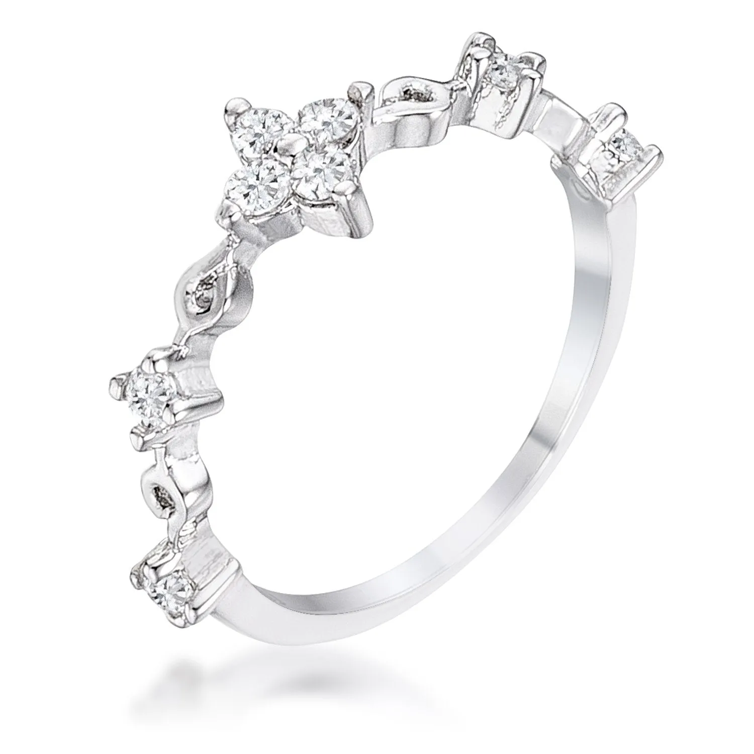Karlotta Mini Floral Half Eternity Stackable Ring |0 .3ct