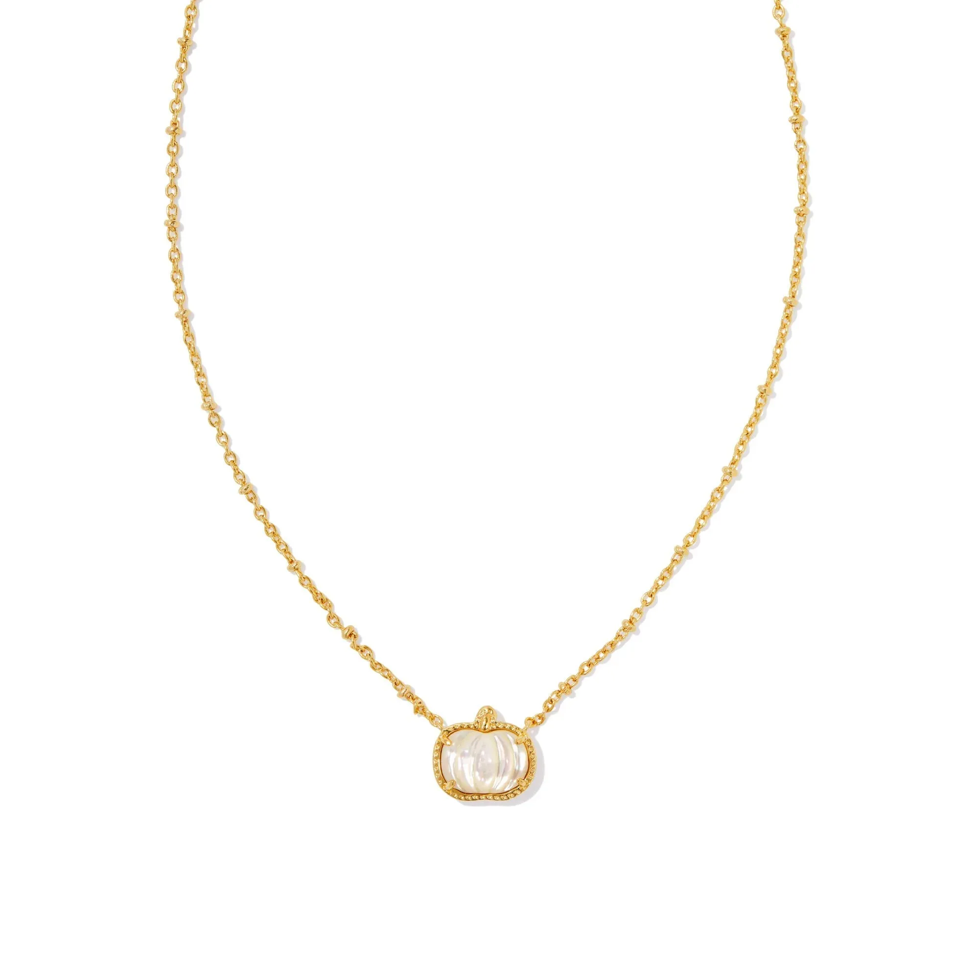 Kendra Scott Pumpkin Short Pendant Necklace in Ivory Mother-of-Pearl, Gold-Plated