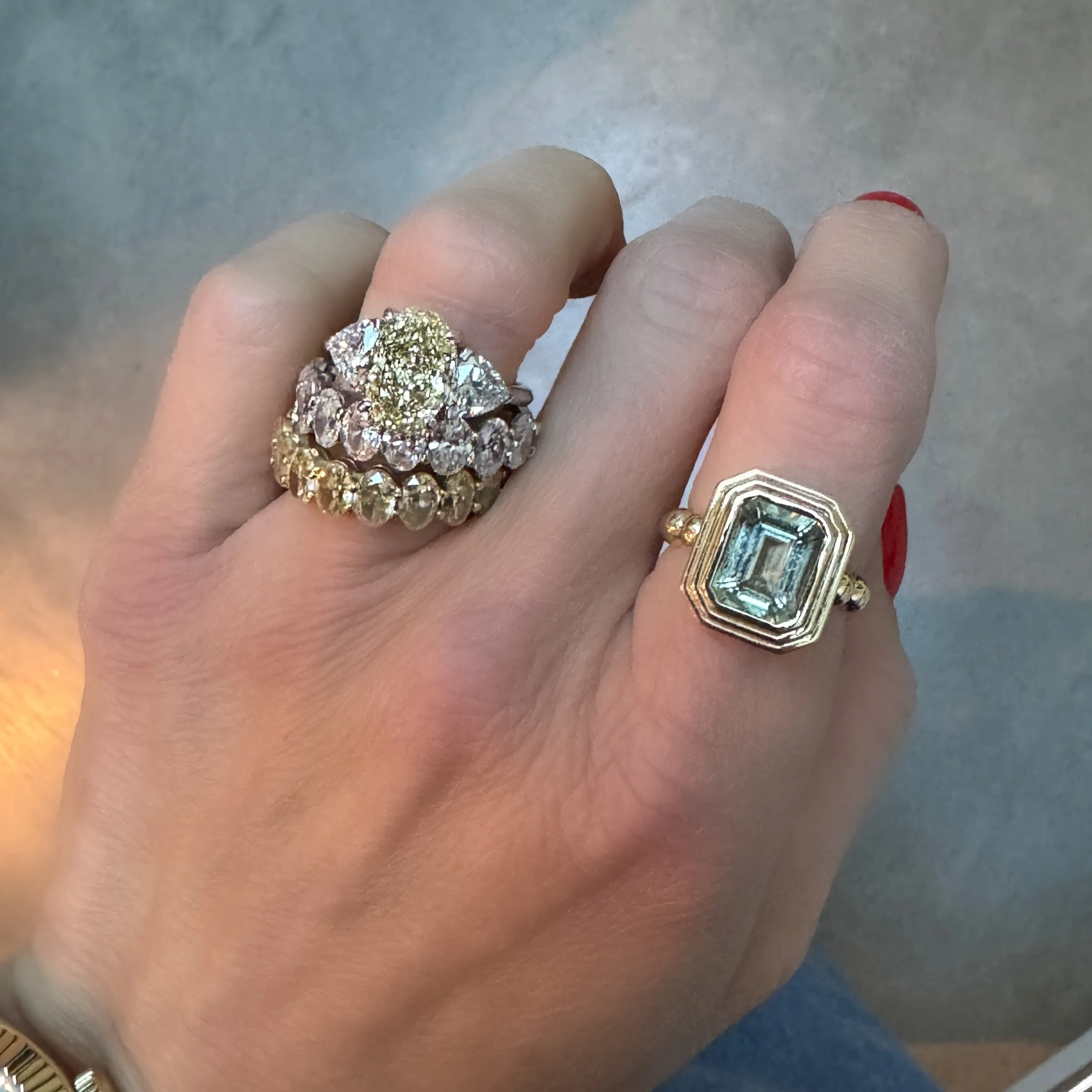 Lab Grown Yellow Diamond Three Stone Ring