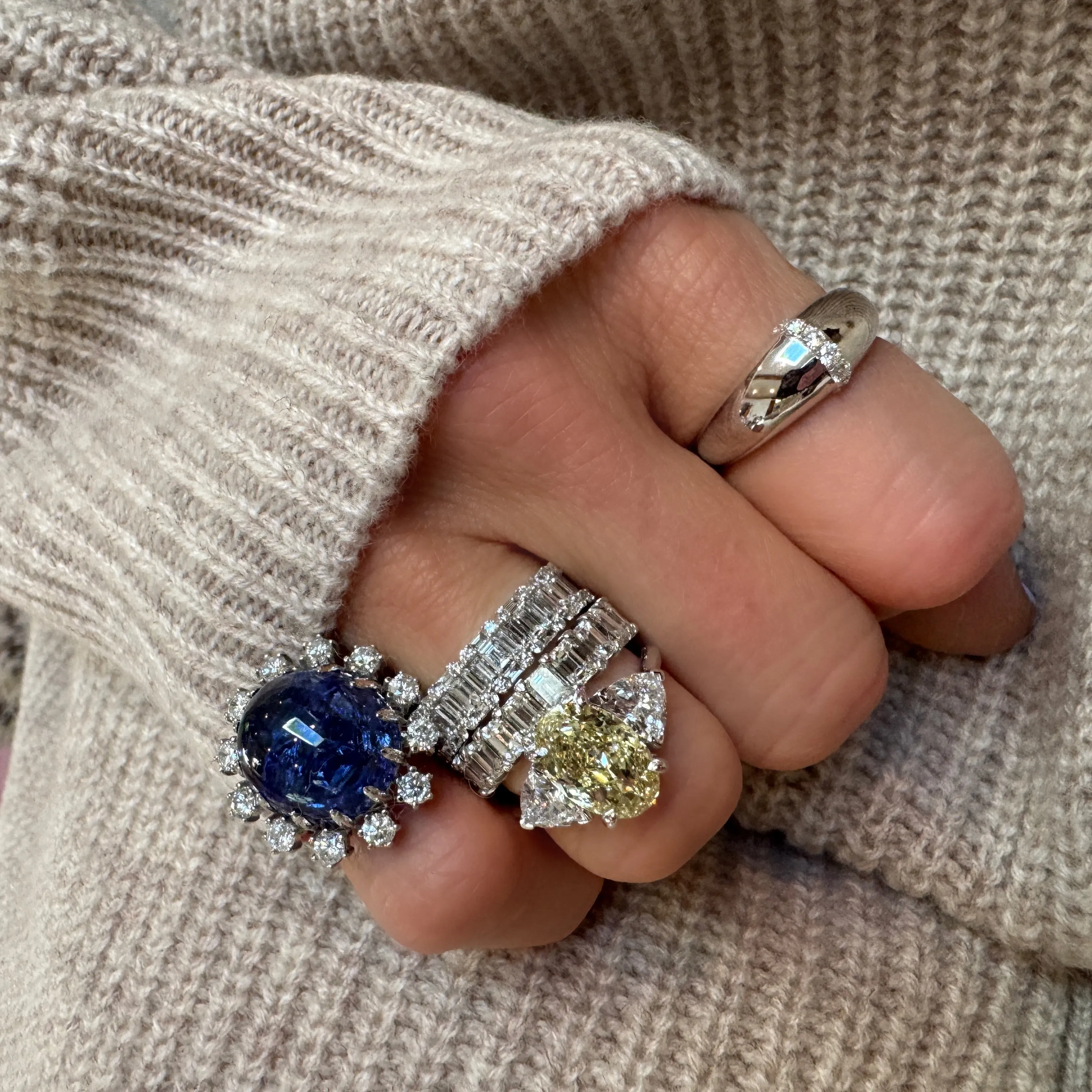 Lab Grown Yellow Diamond Three Stone Ring